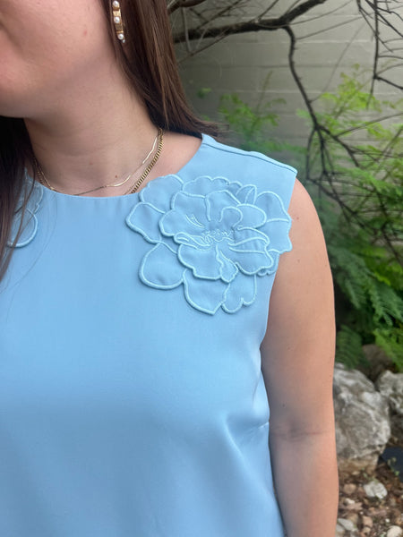 Floral Appliqué Sleeveless Mini Dress