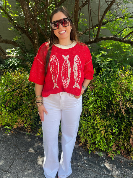 Three Fishes Textured Top