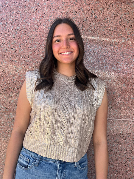 Cable Knit Metallic Sweater