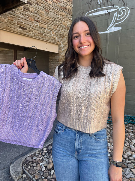 Cable Knit Metallic Sweater