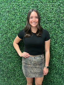 Washed Leopard Mini Skirt