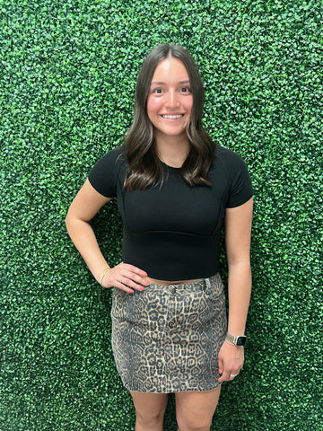 Washed Leopard Mini Skirt