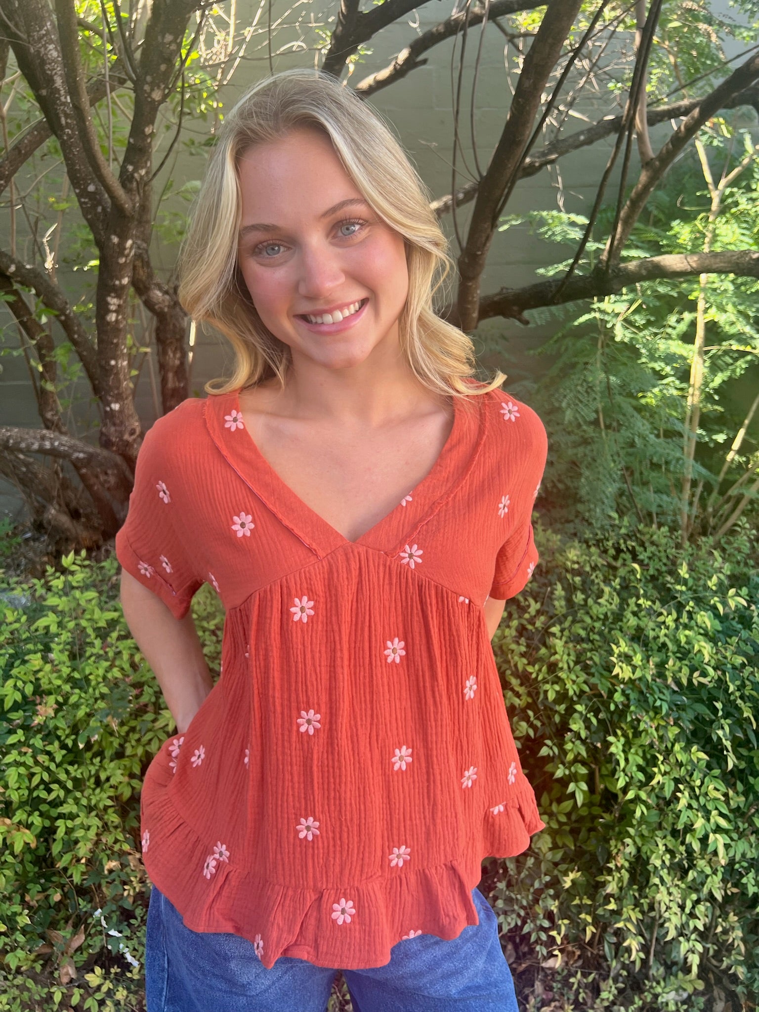 Embroidered Floral Blouse -