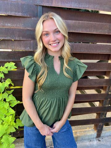 Jackie Ruffle Sleeve Top