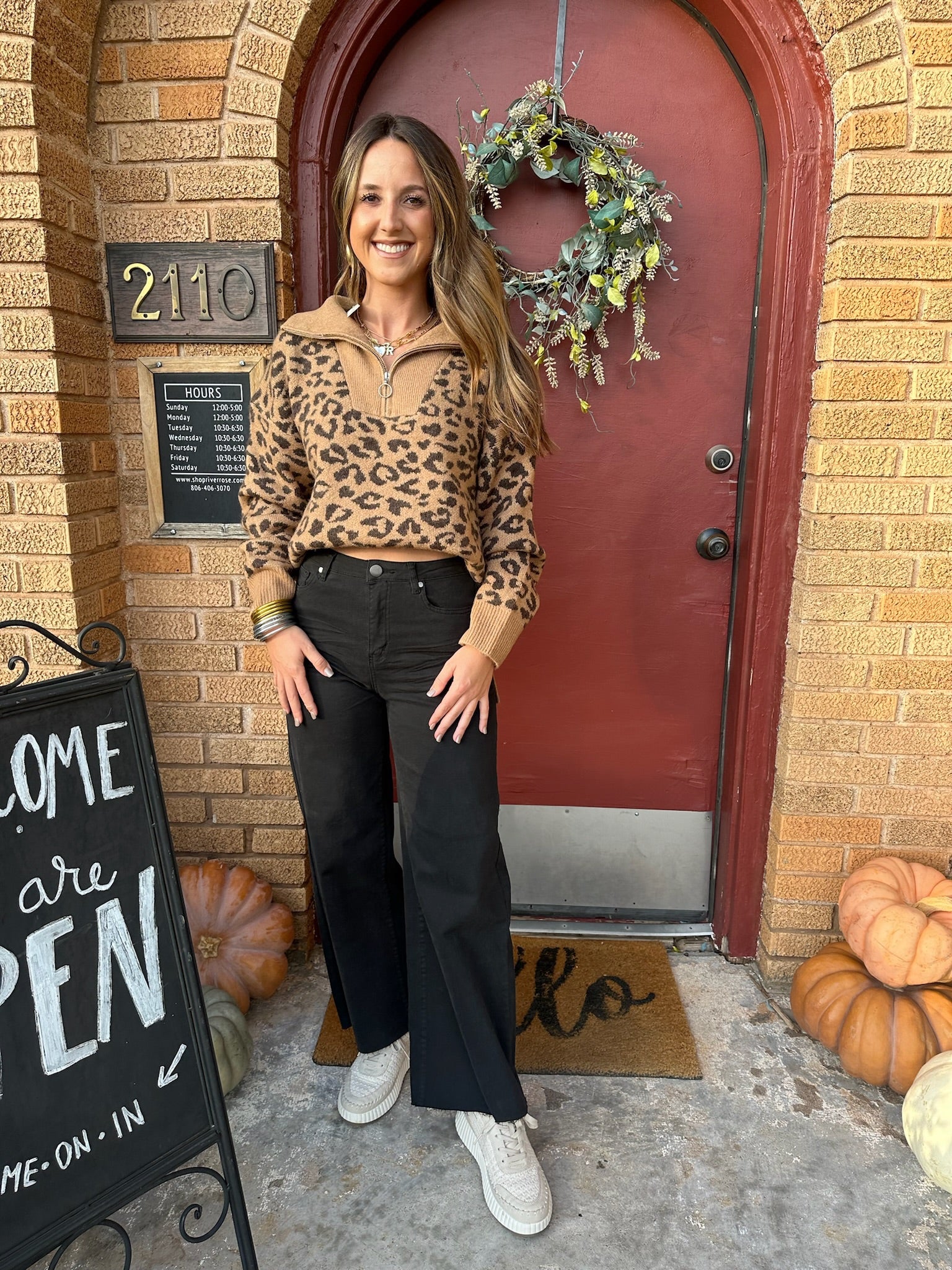Trish Leopard 1/2 Zip Sweater