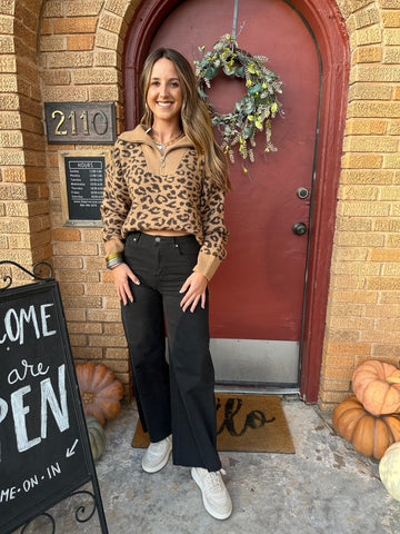 Trish Leopard 1/2 Zip Sweater