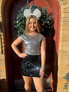 Cap Sleeve Metallic Top
