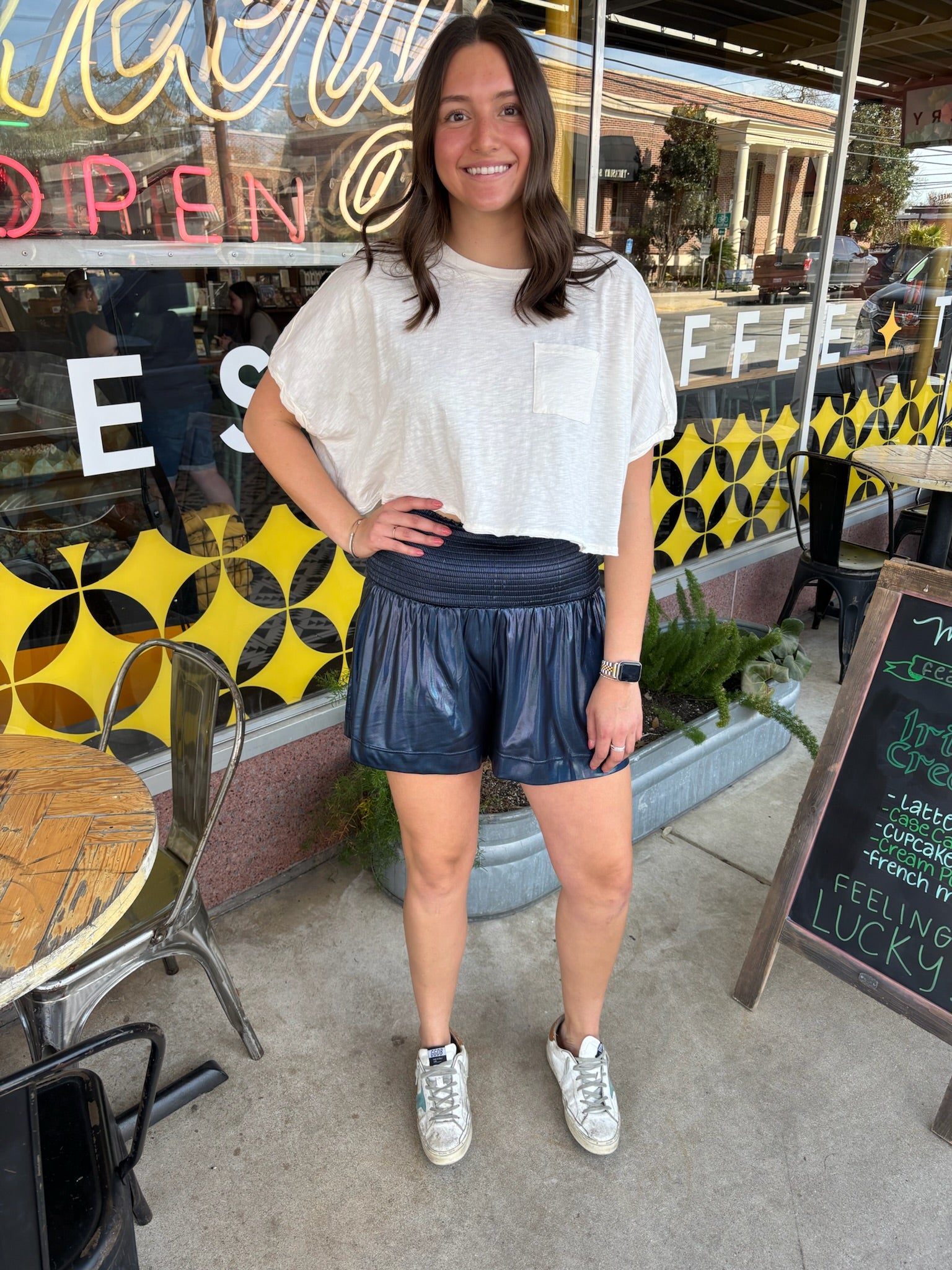 Crew Neck Boxy Crop Tee