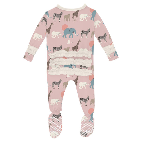 Baby Rose Just So Animal 2 Way Zip Footie