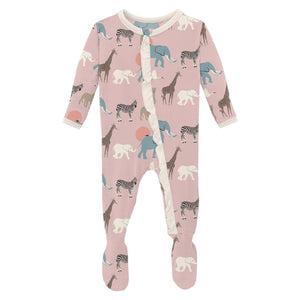Baby Rose Just So Animal 2 Way Zip Footie
