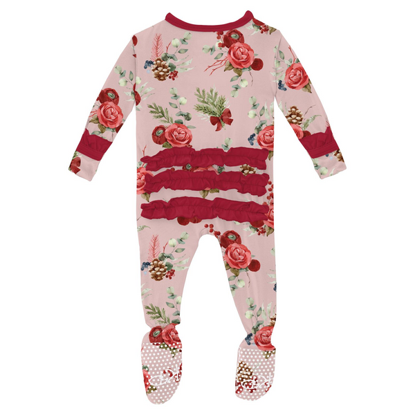 Baby Rose Ruffle Zip Footie