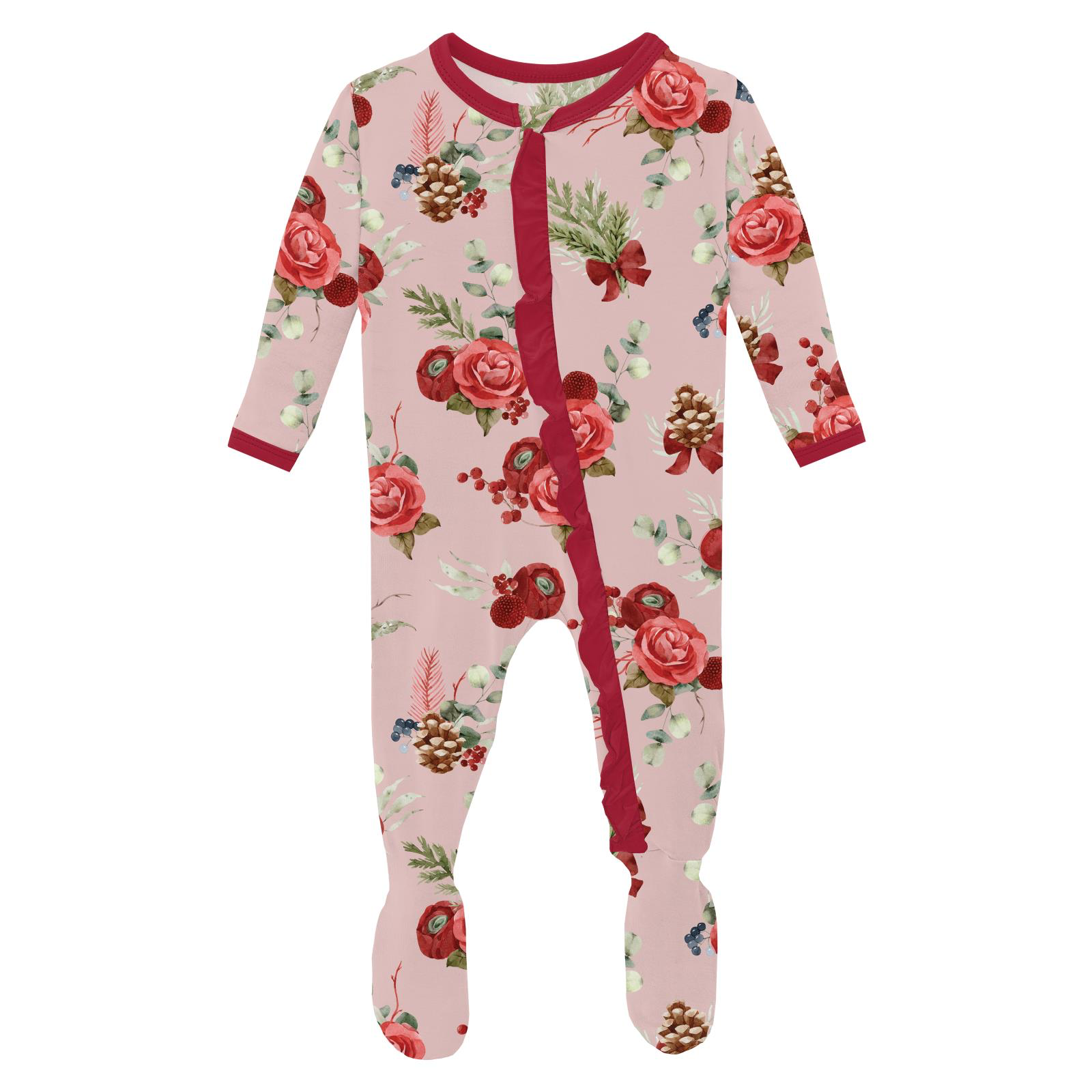 Baby Rose Ruffle Zip Footie