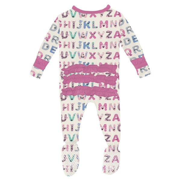 Natural ABC Monsters Ruffle Footie