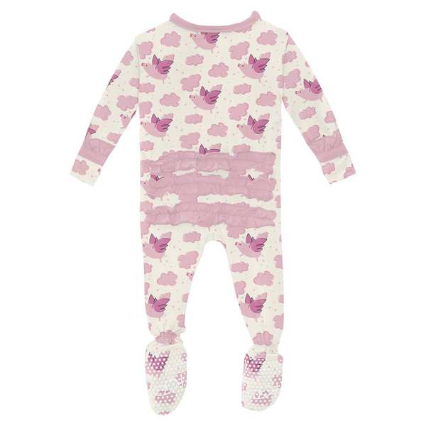 Natural Flying Pigs 2 Way Zip Footie