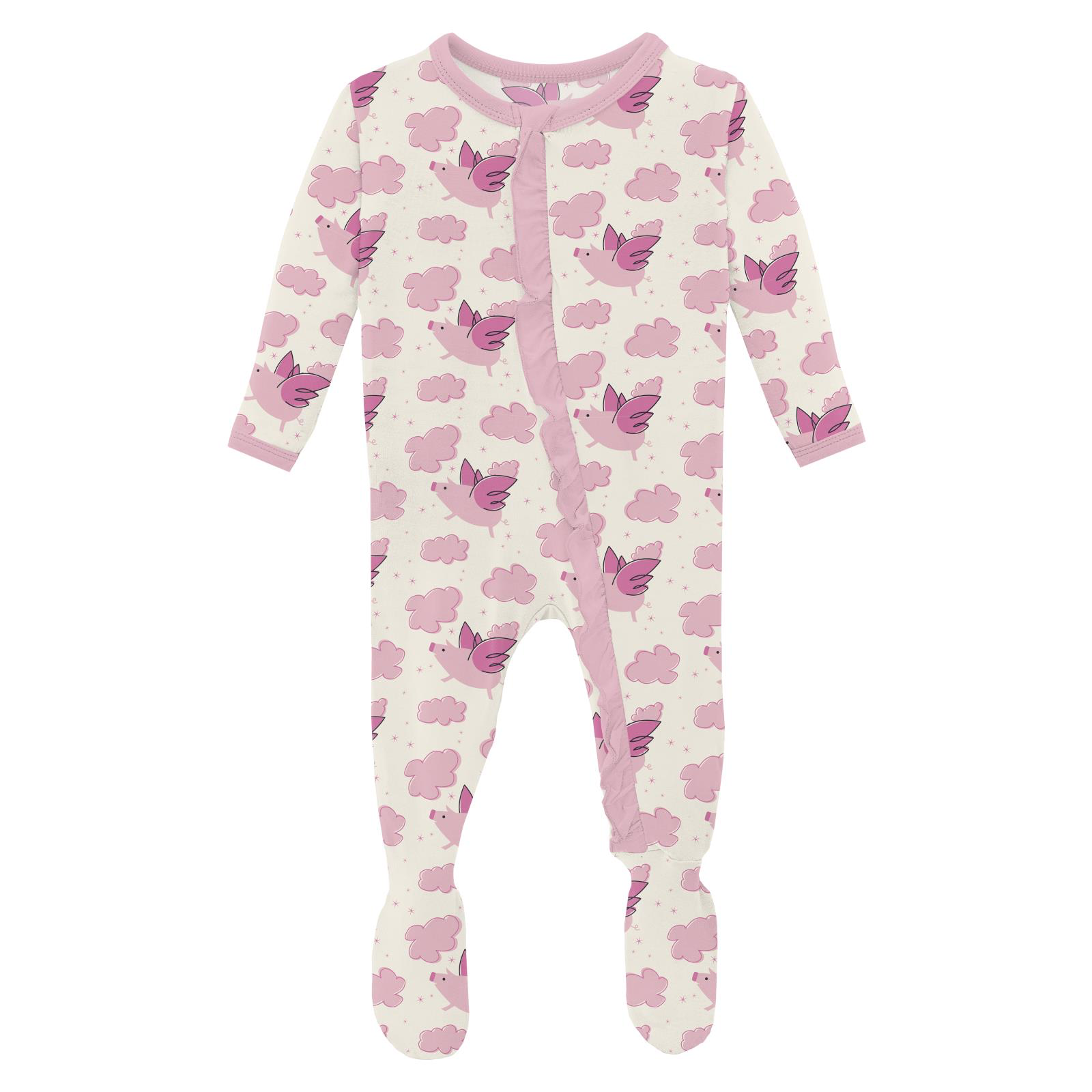 Natural Flying Pigs 2 Way Zip Footie