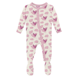 Natural Flying Pigs 2 Way Zip Footie