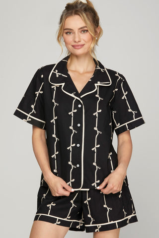 Bow Print PJ Top