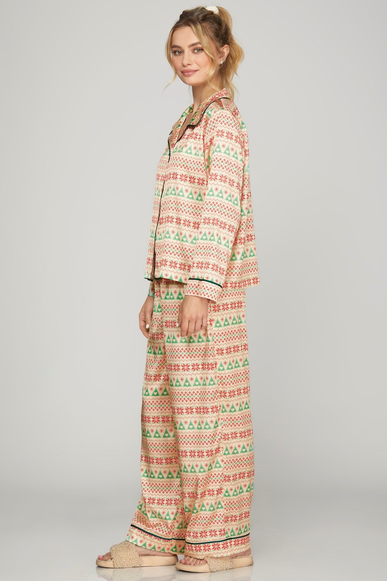 Satin Christmas Print PJ Bottoms