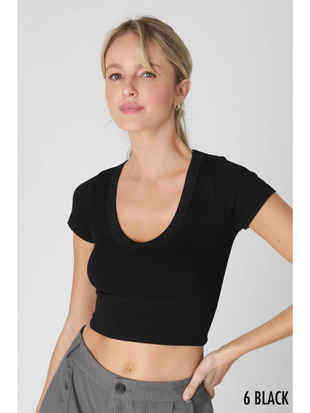 V Neck Crop Tee