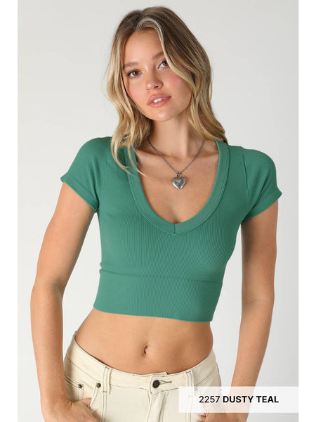 V Neck Crop Tee