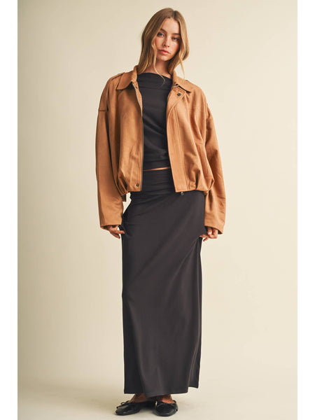 Faux Suede Blouson Jacket