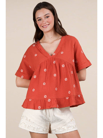 Embroidered Floral Blouse