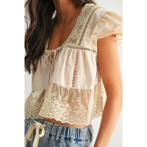 Val Lace Trim Blouse