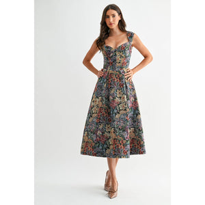 jacquard floral midi dress Jacquard Floral Midi Dress – River Rose
