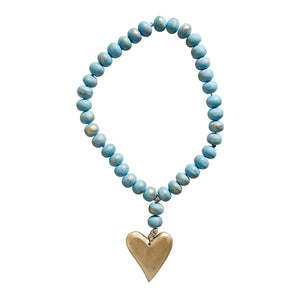 Hand-Carved Wood Mango Rosary w/Heart