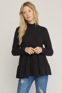 Tiered Mock Neck Blouse