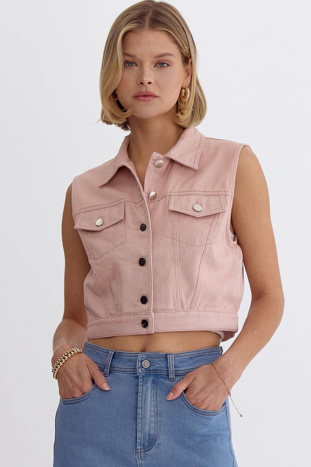 Shimmered Crop Vest