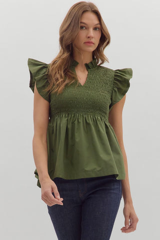 Jackie Ruffle Sleeve Top