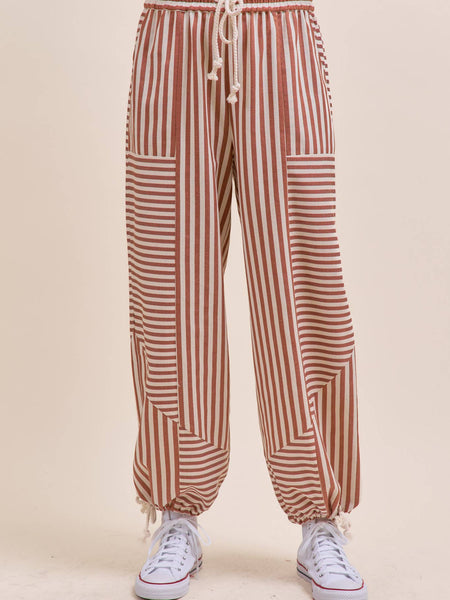 Mixed Stripe Balloon Pants