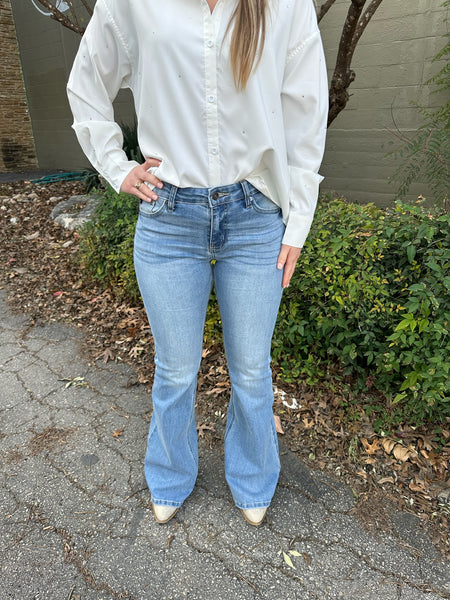 Basic Mid Rise Flare Jeans