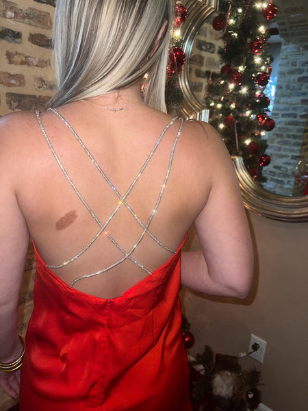 Rhinestone Strapped Dress-sale