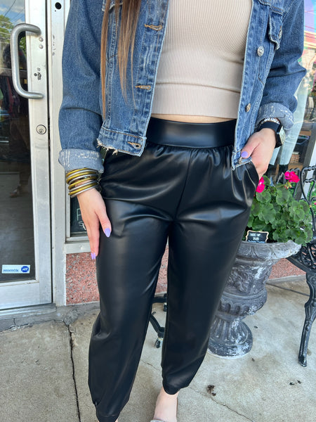 Faux Leather Jogger