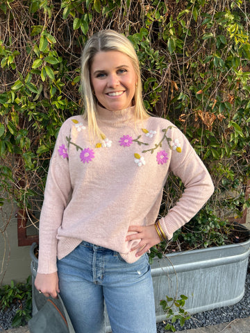 Embroidered Floral Sweater