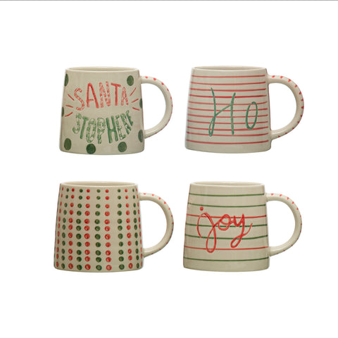 Hand Painted 1Christmas Stoneware Mugs