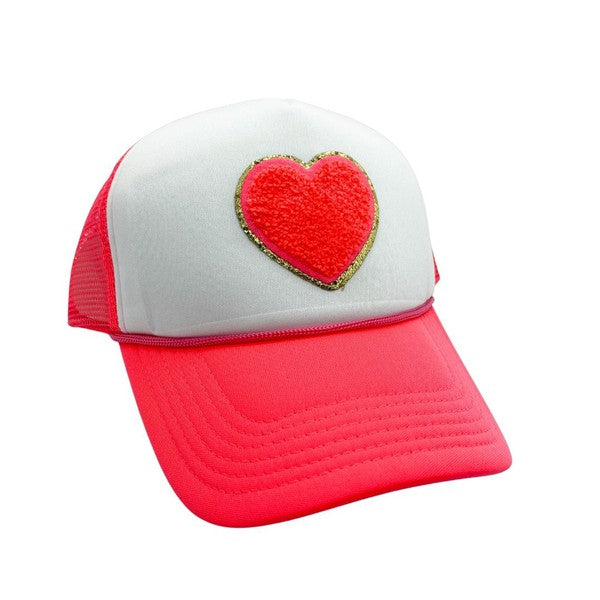 Foam Glitter Heart Patch Trucker Hat