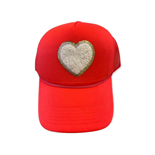 Foam Glitter Heart Patch Trucker Hat