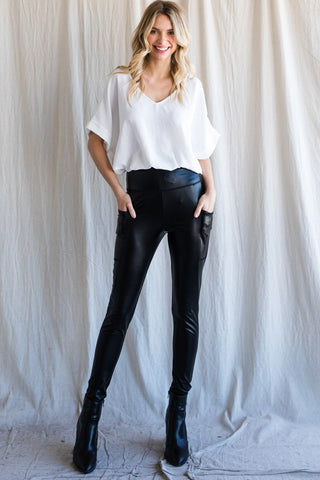 Solid Faux Leather Leggings