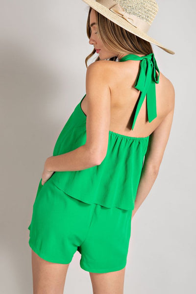 Open Back Halter Romper