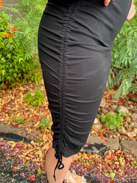 Rib Ruched Side Tank Dress
