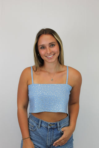 Sky Denim Studded Crop