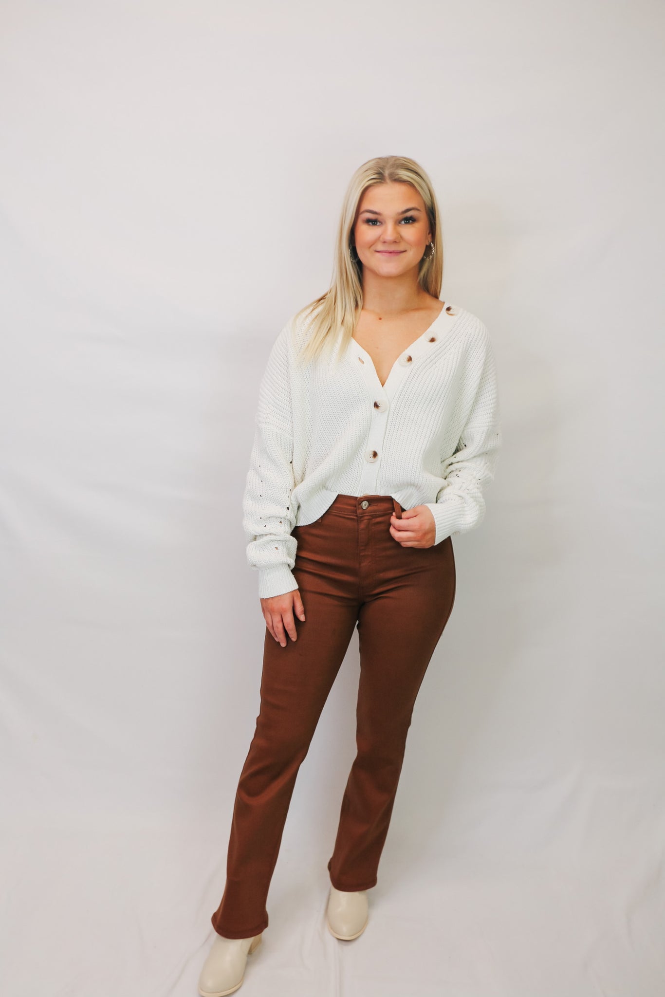 Lennon Coated Cognac Jeans