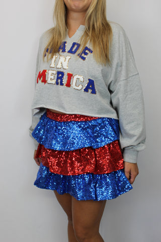 Red/Blue Sequin Shorts Skirt-SALE