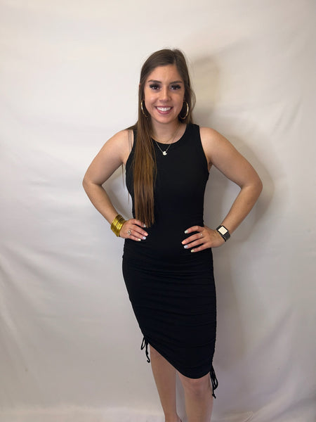 Rib Ruched Side Tank Dress